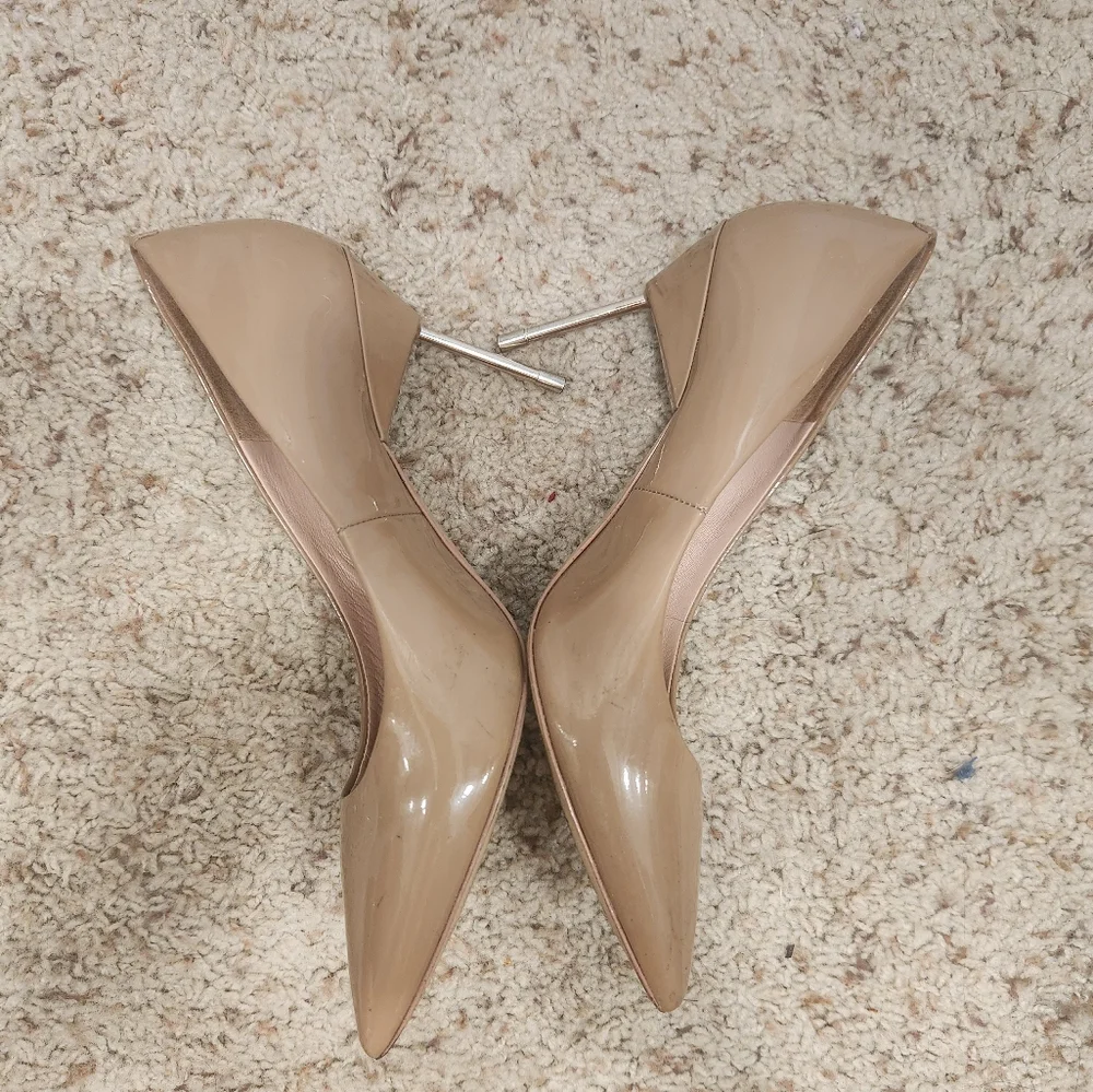 Kurt Geiger London Britton Nude Patent Leather Heels Women's Size 38.5 E…